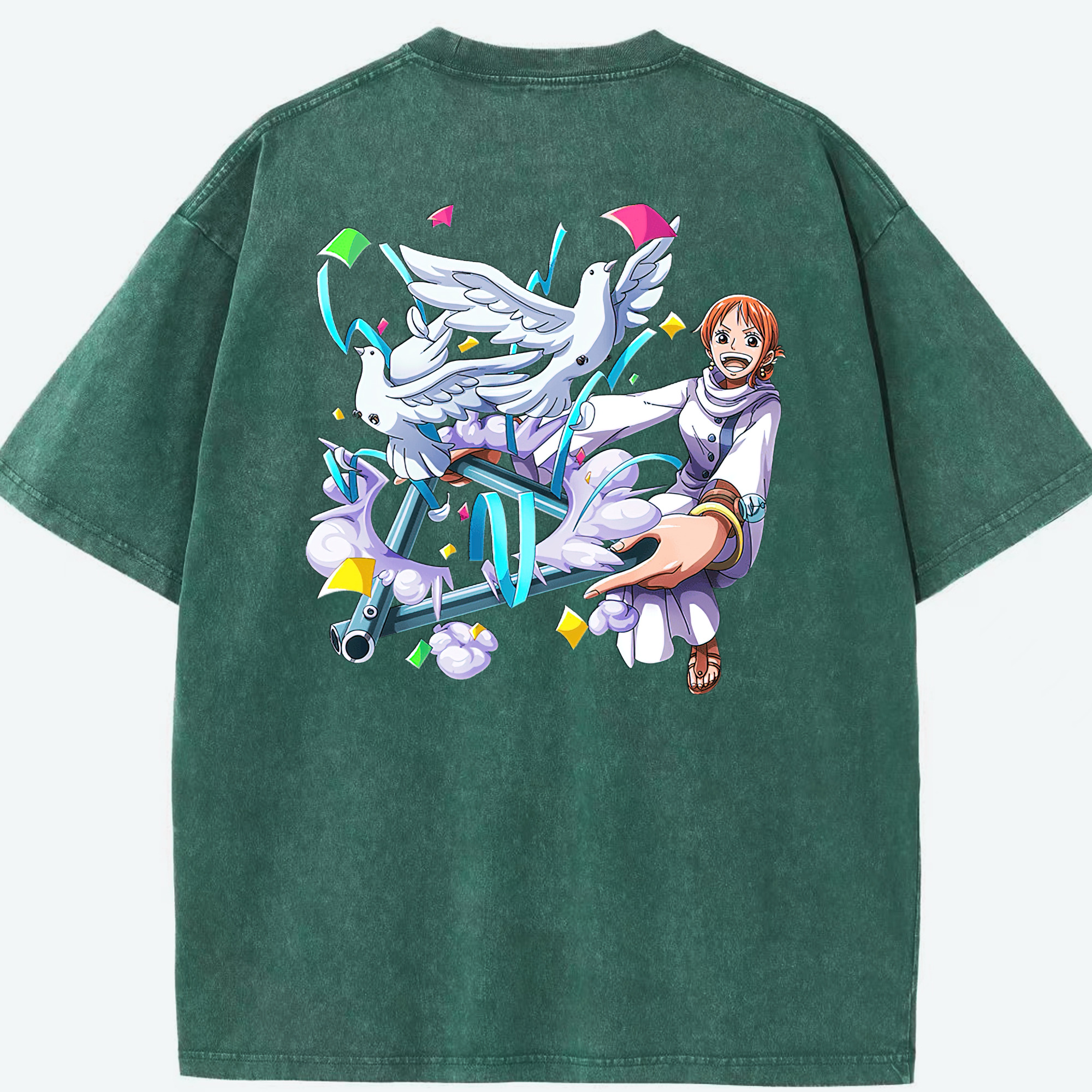 ワンピース ナミ ONE PIECE Nami 綿100% ヴィンテージ風 半袖Tシャツ（背面プリント）